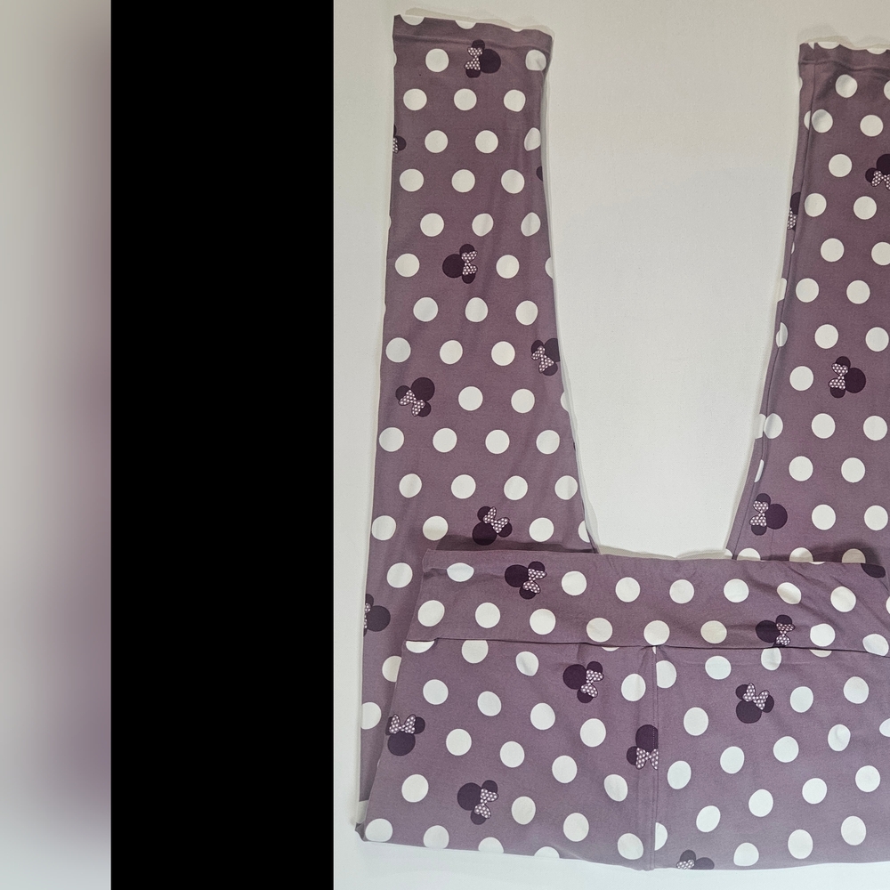 LuLaRoe Leggings Womens 30 TC Purple Minnie Mouse Polka Dot Super Soft Yoga Pant - Picture 5 of 8